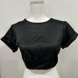 Classic satin crop top  Black Women's Top